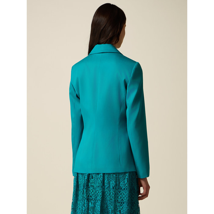 Oltre - Blazer de lyocell con broche joya - Petrol Blue