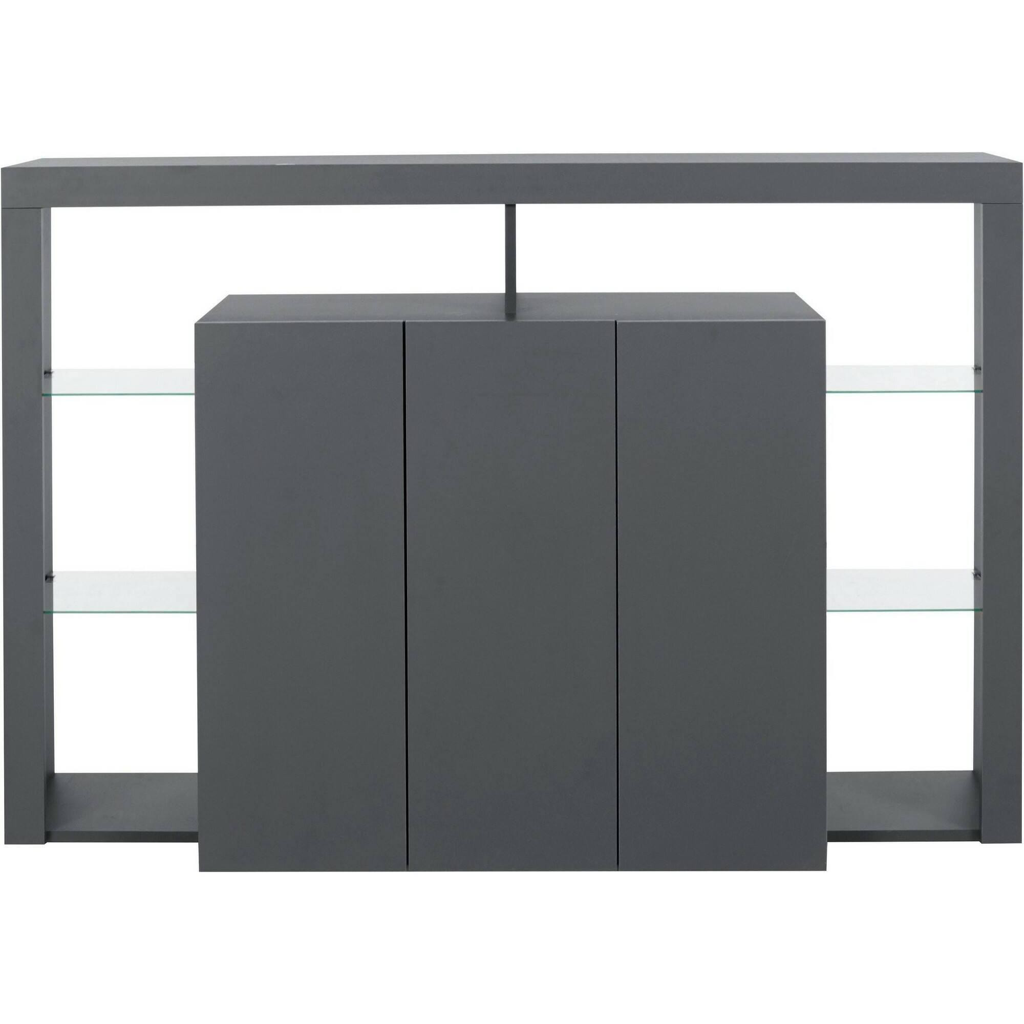 Credenza Ddacunh, Buffet da soggiorno a 3 ante, Madia da salotto, Credenza moderna, 100% Made in Italy, 150x40h100 cm, Antracite