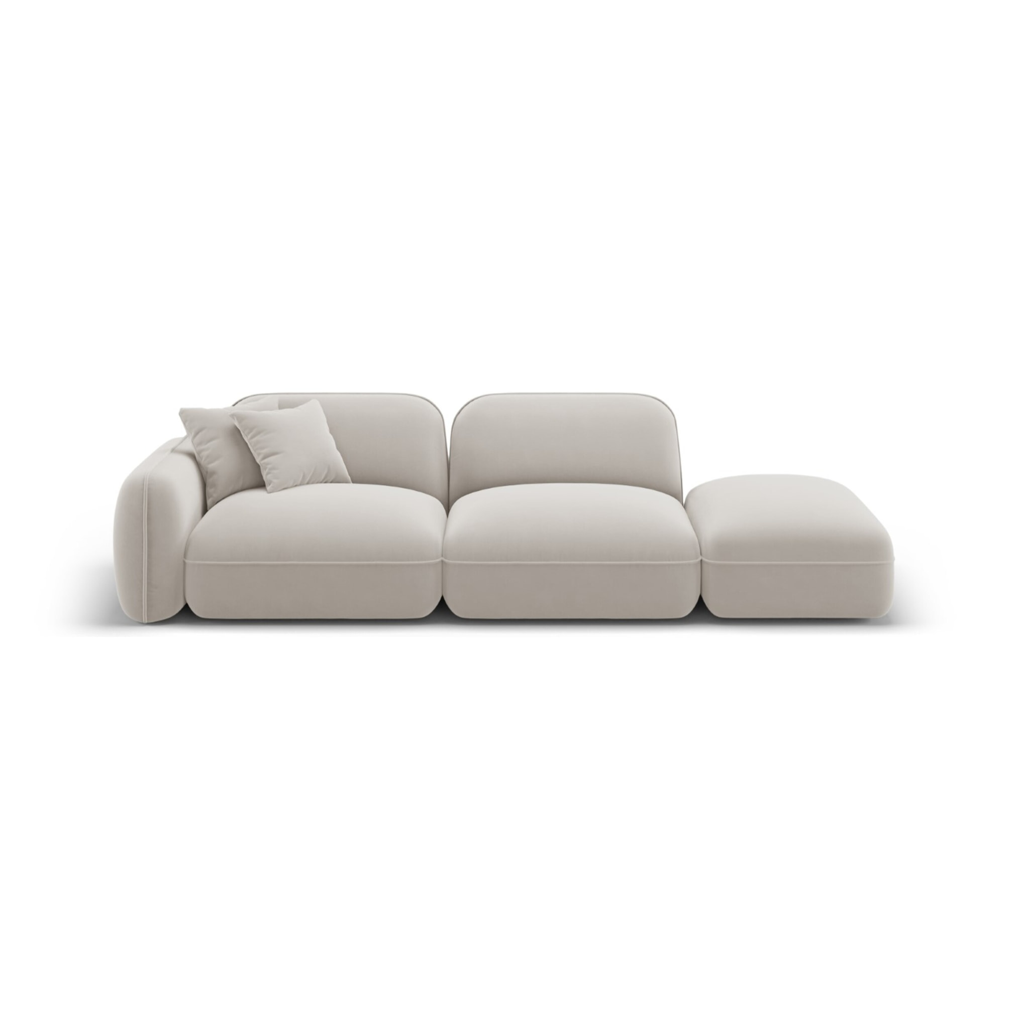 Canapé modulable droit "Lucien" 3 places en velours beige clair