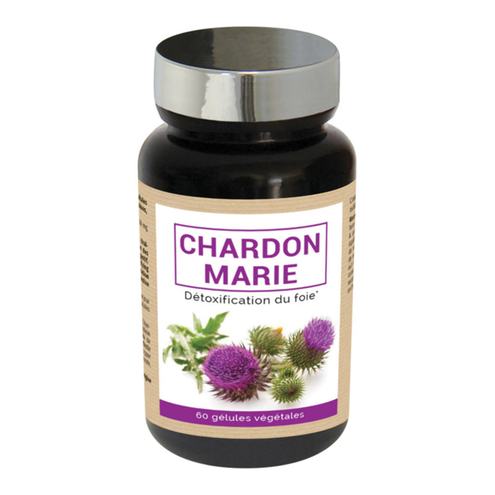 NUTRI EXPERT - Chardon Marie - Detox du Foie- Soutient le bon fonctionnement hépatique et du foie - Favorise le drainage - 100% extraits Chardon Marie naturel - Convient aux végans - 60 Gélules