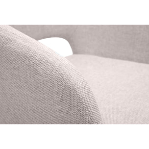 Chaise pivotante 360° en tissu effet velours texturé beige et métal noir LAURETTE