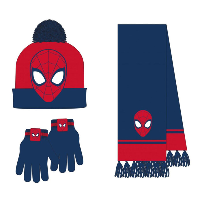 Conjunto gorro, guantes y tubo de cuello infantil "Spiderman"