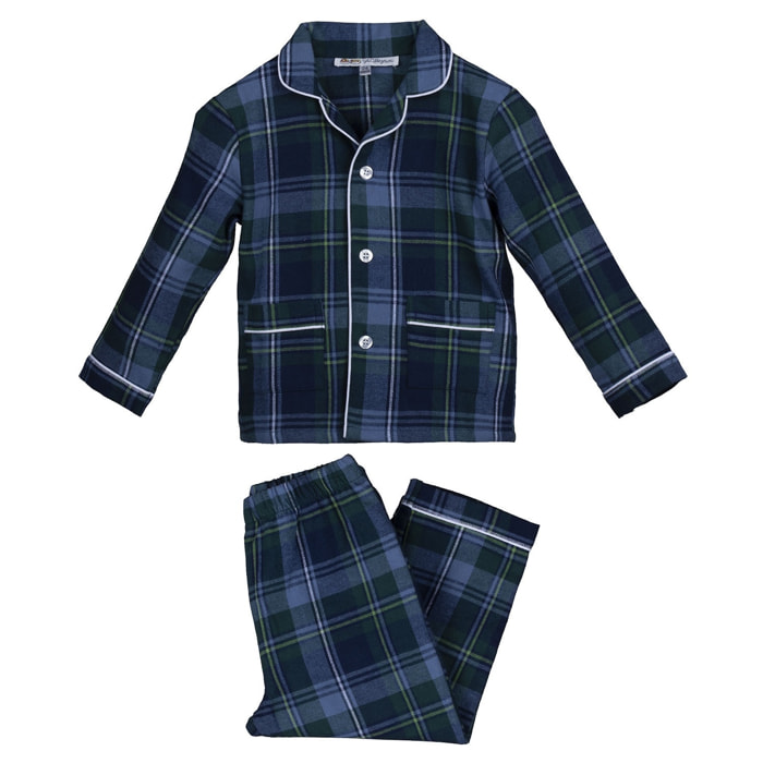 PIGIAMA BABY BABY in flanella invernale quadro blu e verde