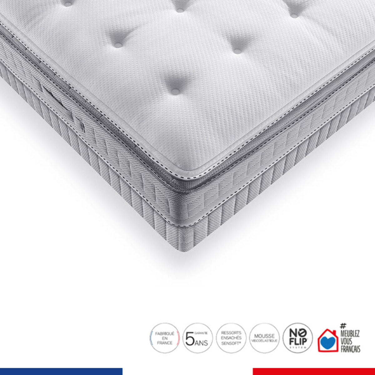 Ensemble EXTENSION matelas H29 ressort ensachés, ferme, sommier