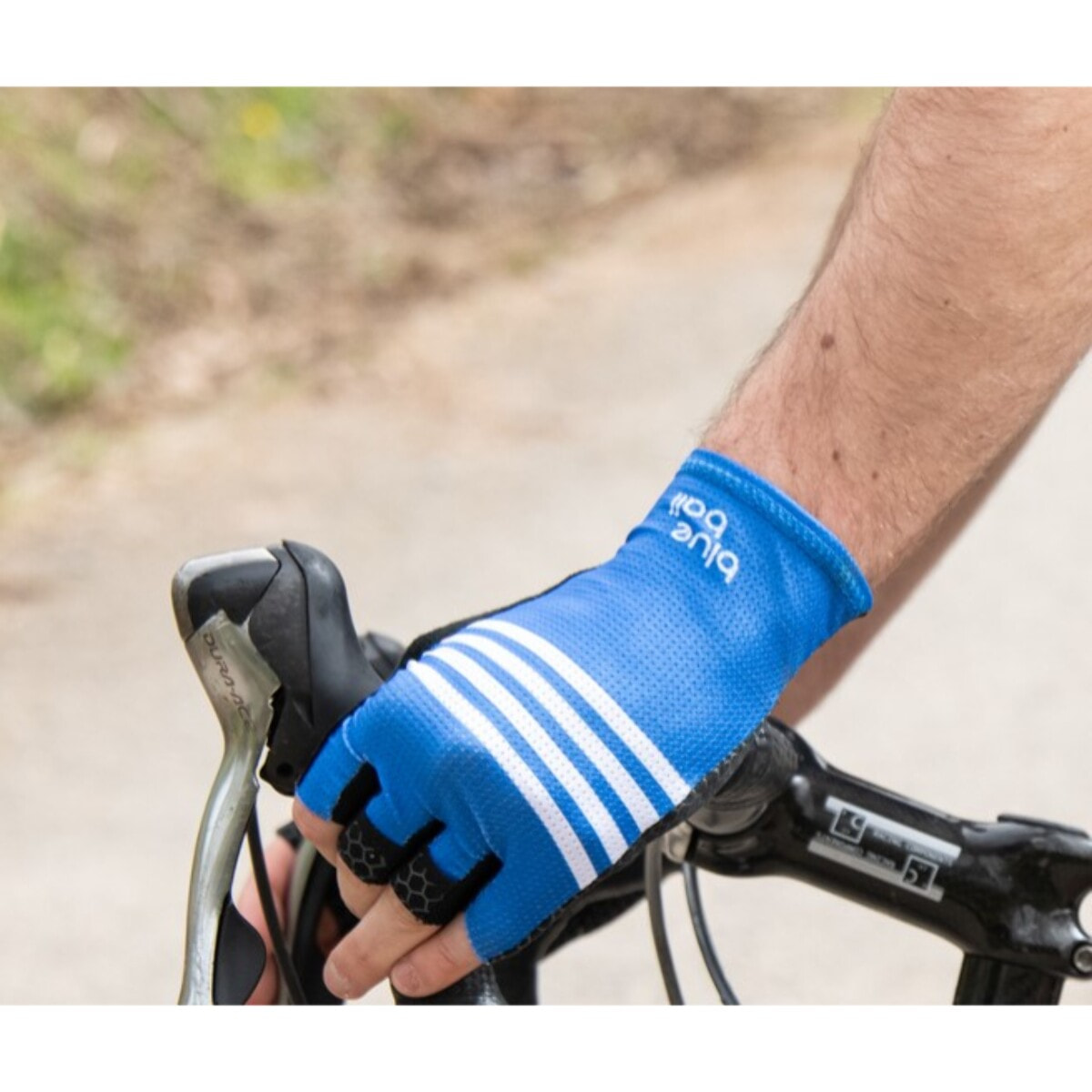 GUANTI DA CICLISMO CORTI BLUEBALL IN BLU CON STRISCE BIANCHE