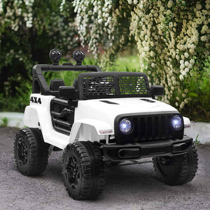 Voiture 4x4 électrique enfant moteur 2 x 35 W 5 Km/h max. télécommande incluse effets lumineux sonore lecteur MP3 USB blanc