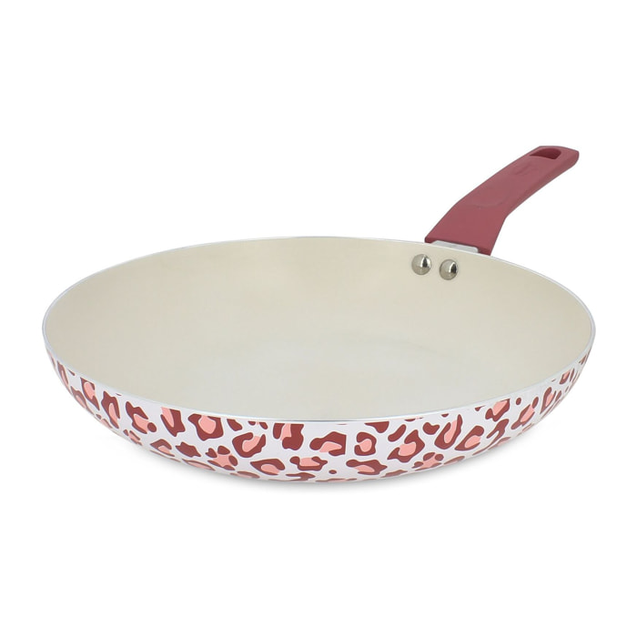 Poêle en aluminium recyclé 28cm léopard rose - tous feux LEOPARD