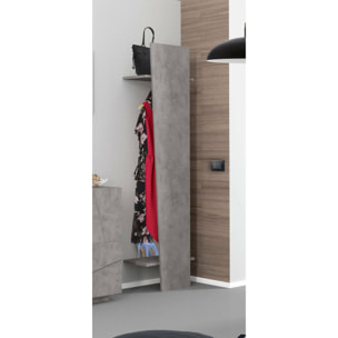 Mobile da ingresso Allinko, Entratina moderna multifunzione, Armadietto multiuso per atrio, 100% Made in Italy, cm 50x30h200, Cemento