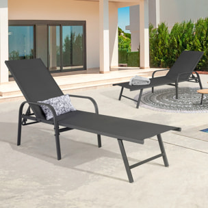 Transats inclinables 5 positions textilène - lot de 2