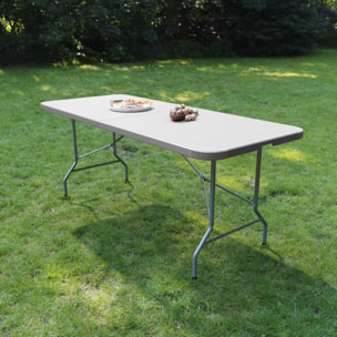 Tavolo Tavolino Pieghevole In Resina Dura Set Birreria Facile Trasporto Con Maniglia  Terrazzo Campeggio Giardino Rettangolare Grigio Effetto Rattan