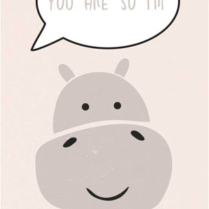 Affiche enfant hippo Affiche + cadre en bois - Noir