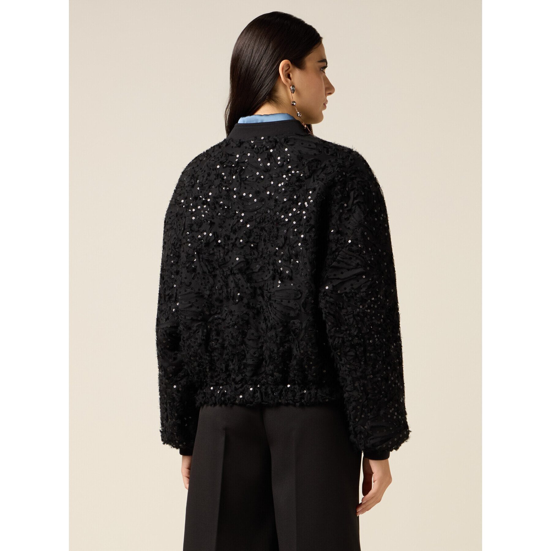 Oltre - Bomber con tul y lentejuelas - Negro
