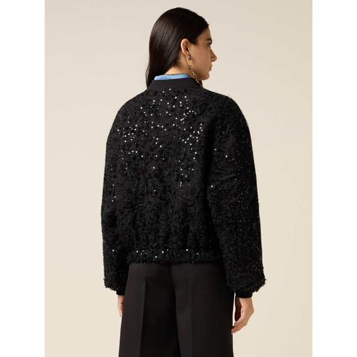 Oltre - Bomber con tul y lentejuelas - Negro