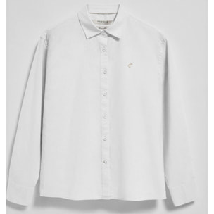 Camicia bianca loose fit in lino e cotone con ricamo monogramma