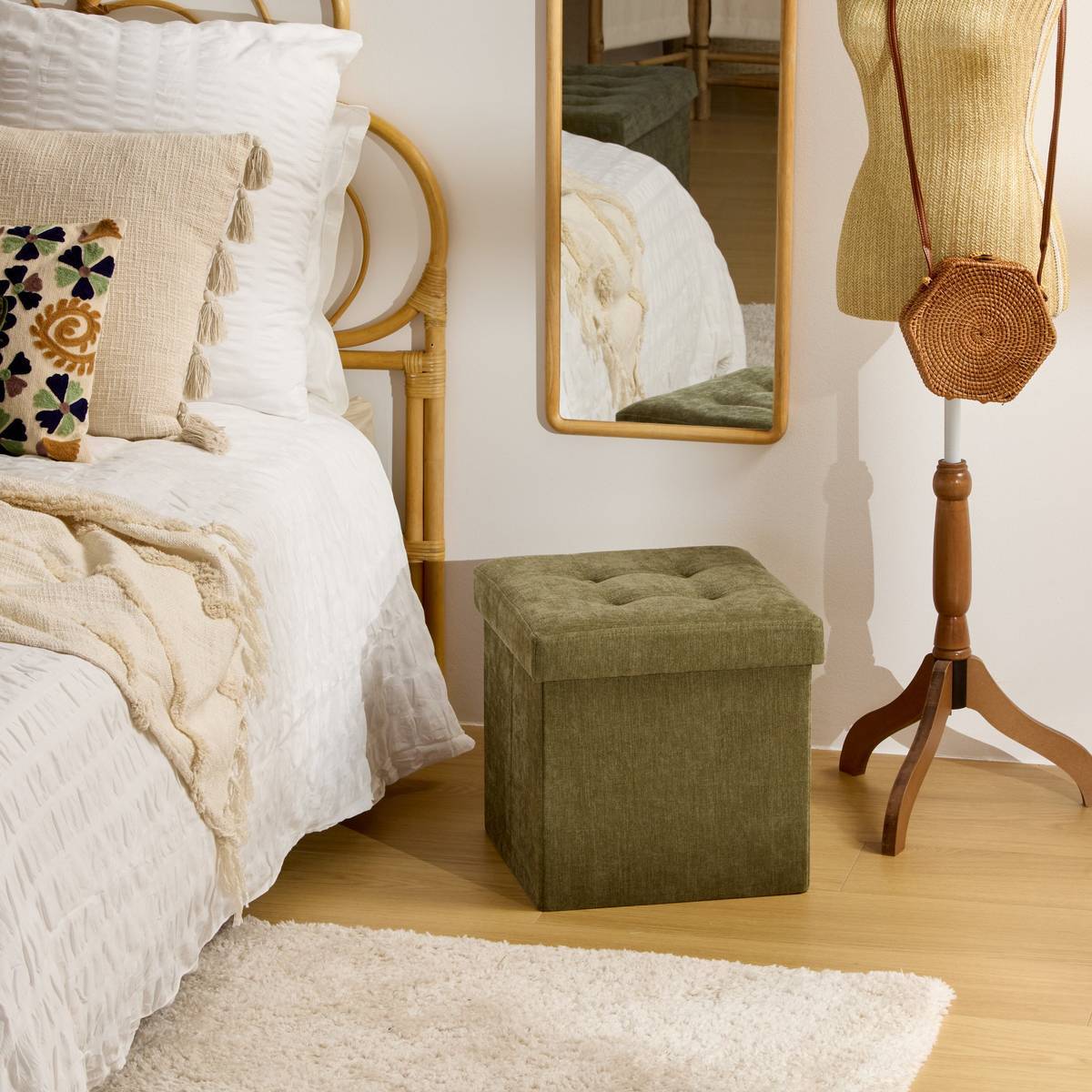 Pouf Lysandre 38x38cm kaki