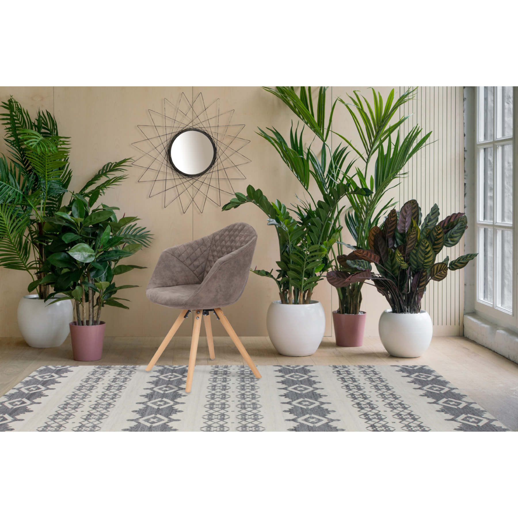 Set di 2 sedie Chadwick 100 in velluto grigio e legno