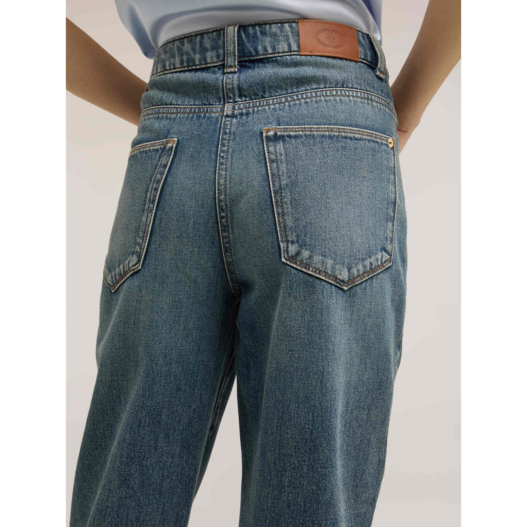 Motivi - Jeans boyfriend con risvolto - Blu