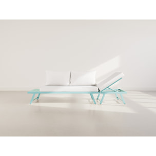 Isadora - salon de jardin 3 places - modulable - vert avec coussins beiges - Vert / Beige