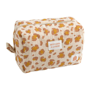 Trousse de toilette en gaze de coton imprimé léopard
