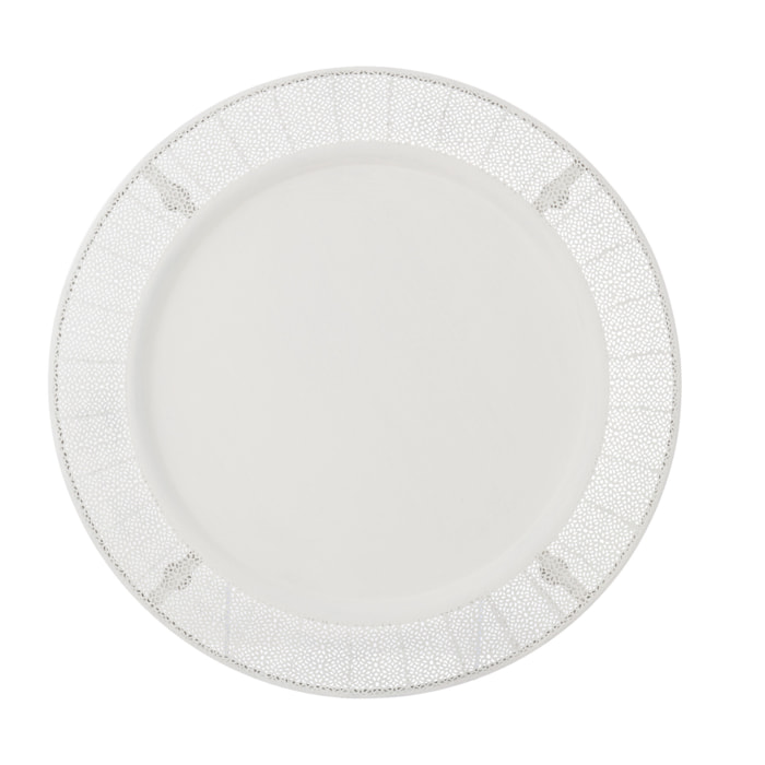 J-Line plateau Antique - métal - blanc