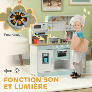 Cuisine en bois enfant effets sonores & lumineux micro-ondes lave-vaisselle four nombreux rangements accessoires