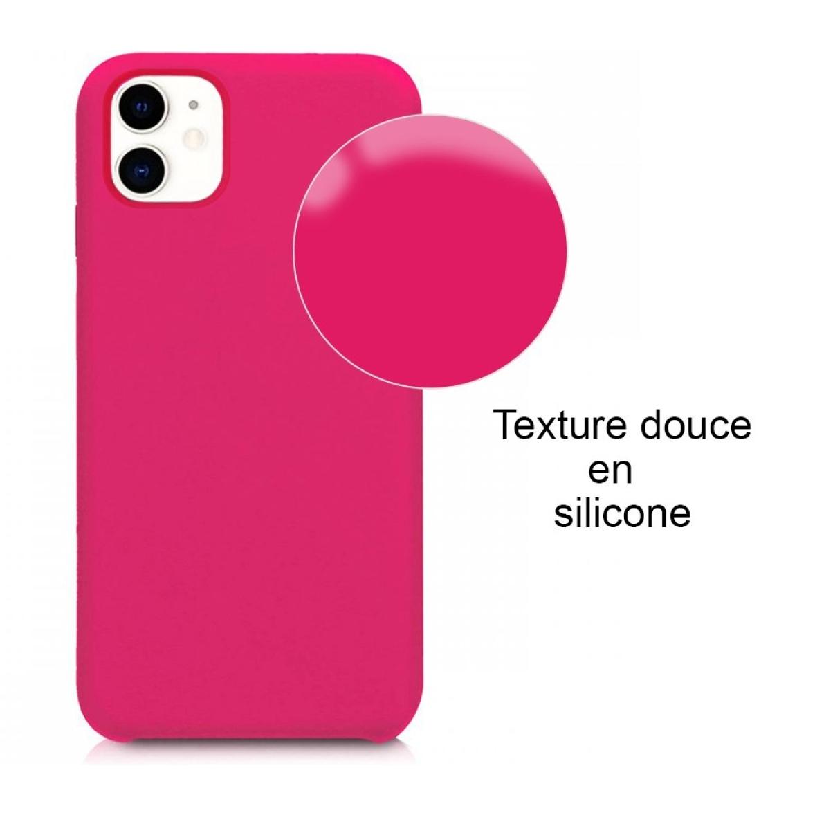 Coque iPhone 11 Silicone liquide Rose Fluo Liquide toucher doux , Anti Chocs