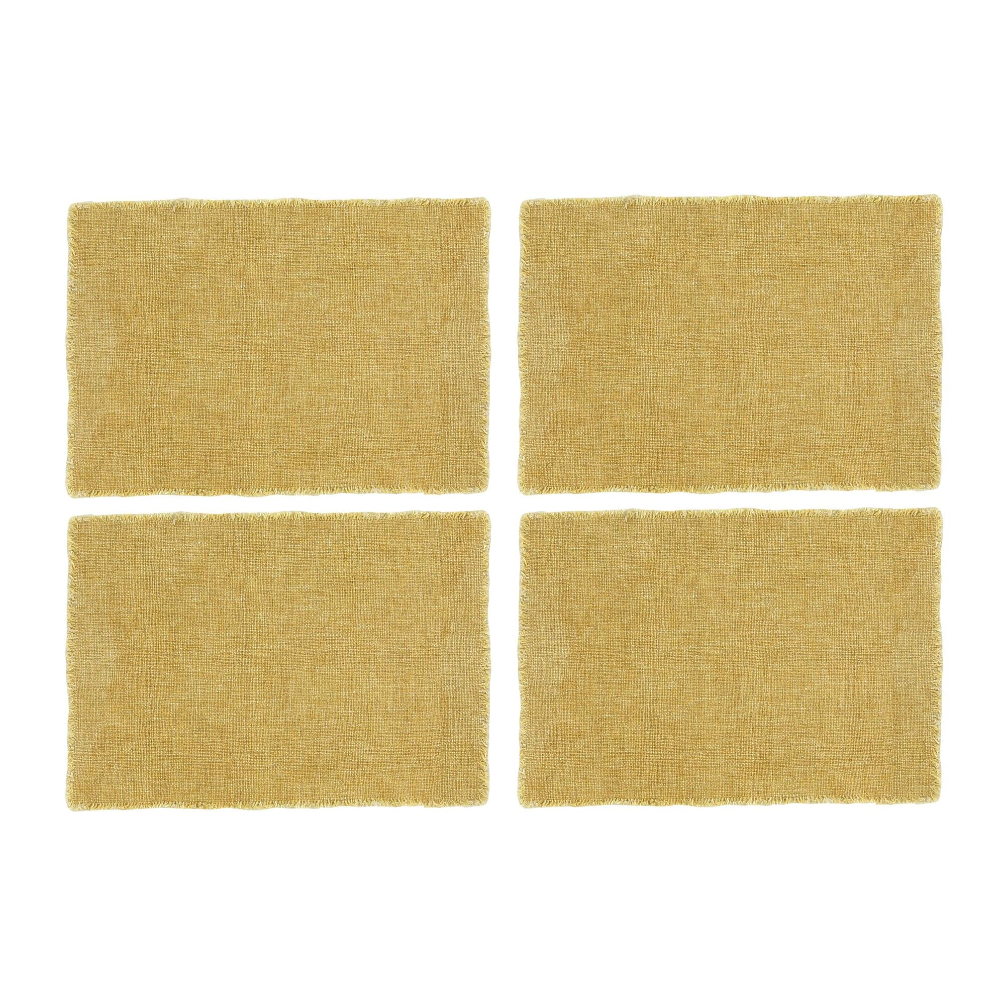 Lot de 4 sets de table avec franges jaune ANOKI