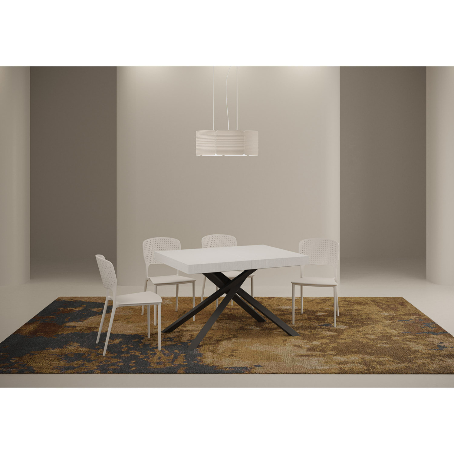 Mesa extensible 90x120/380 cm Karida fresno blanco patas antracita