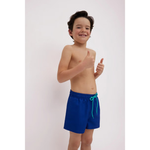 Costume da bagno corto da ragazzo blu scuro in tinta unita