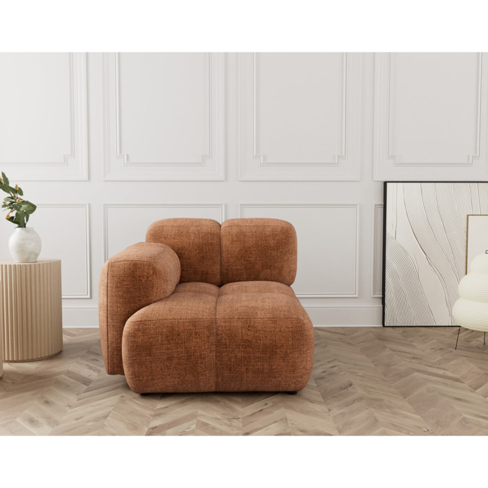 Grace - module d'assise gauche en velours texturé - Rouille