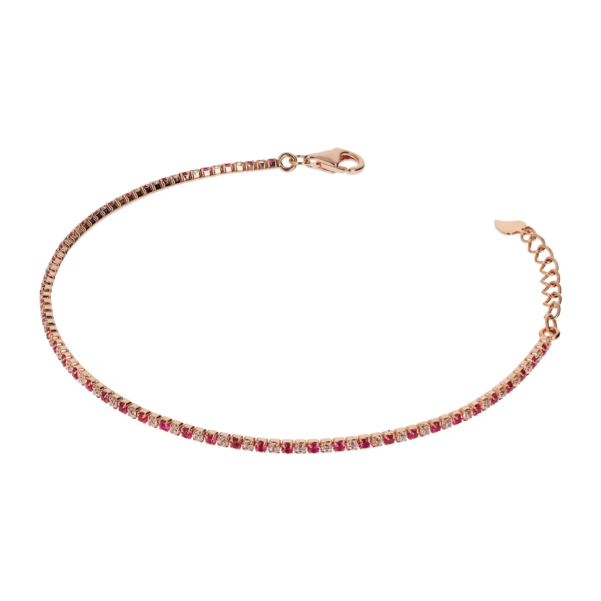 Bracciale Tennis Bicolore placcato Oro Rosa 18kt con Cubic Zirconia Rosa e Bianche