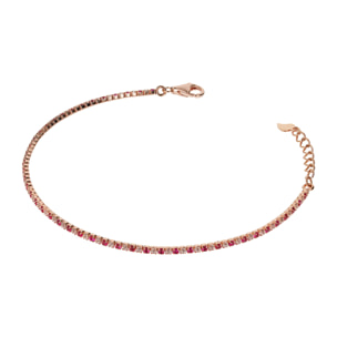 Bracciale Tennis Bicolore placcato Oro Rosa 18kt con Cubic Zirconia Rosa e Bianche