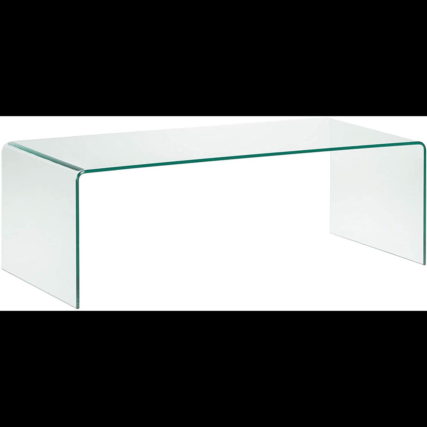 Tavolino Basso da Salotto Rettangolare in Vetro e Curvato (110 x 43 x 60 cm)- Luxury Z-01 - Design curvo e Moderno
