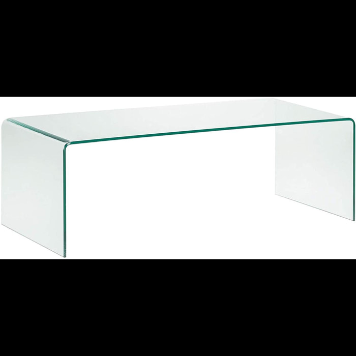 Tavolino Basso da Salotto Rettangolare in Vetro e Curvato (110 x 43 x 60 cm)- Luxury Z-01 - Design curvo e Moderno