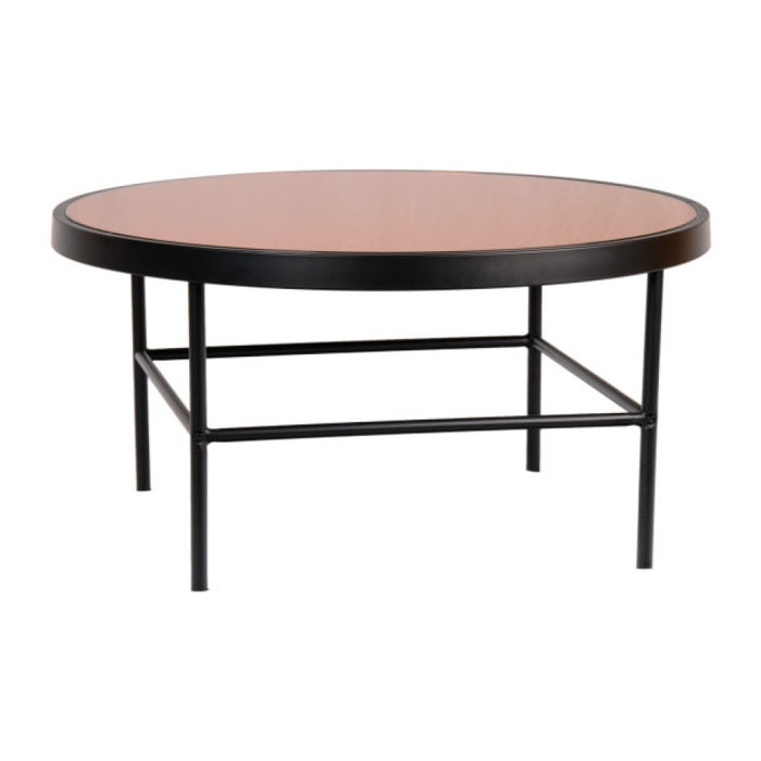 Table basse ronde avec plateau en verre cuivrée D.80cm - GILO 785