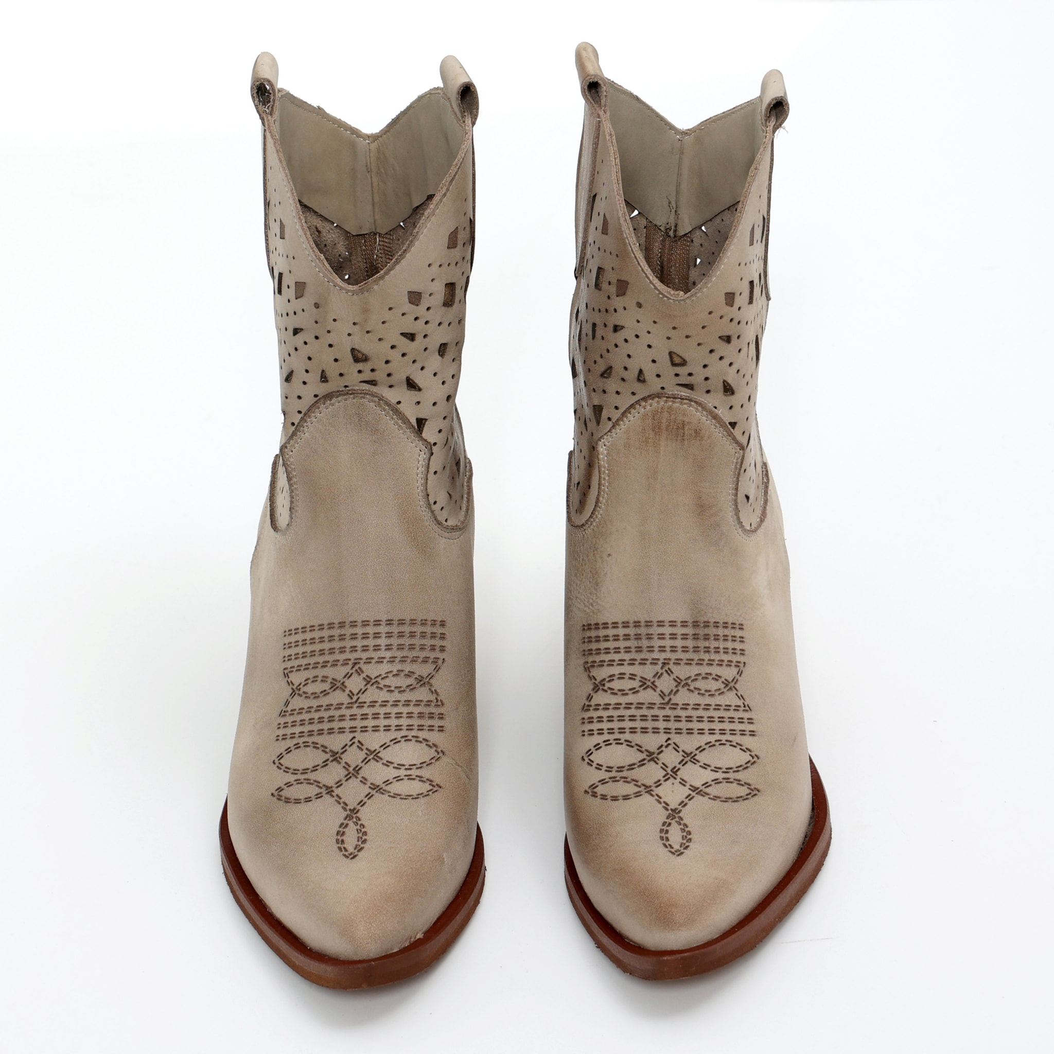 Stivaletti texani in vera pelle nabuk laserata