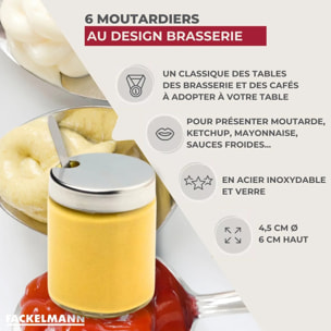 Set de 2 moutardiers en verre et inox Fackelmann Basic