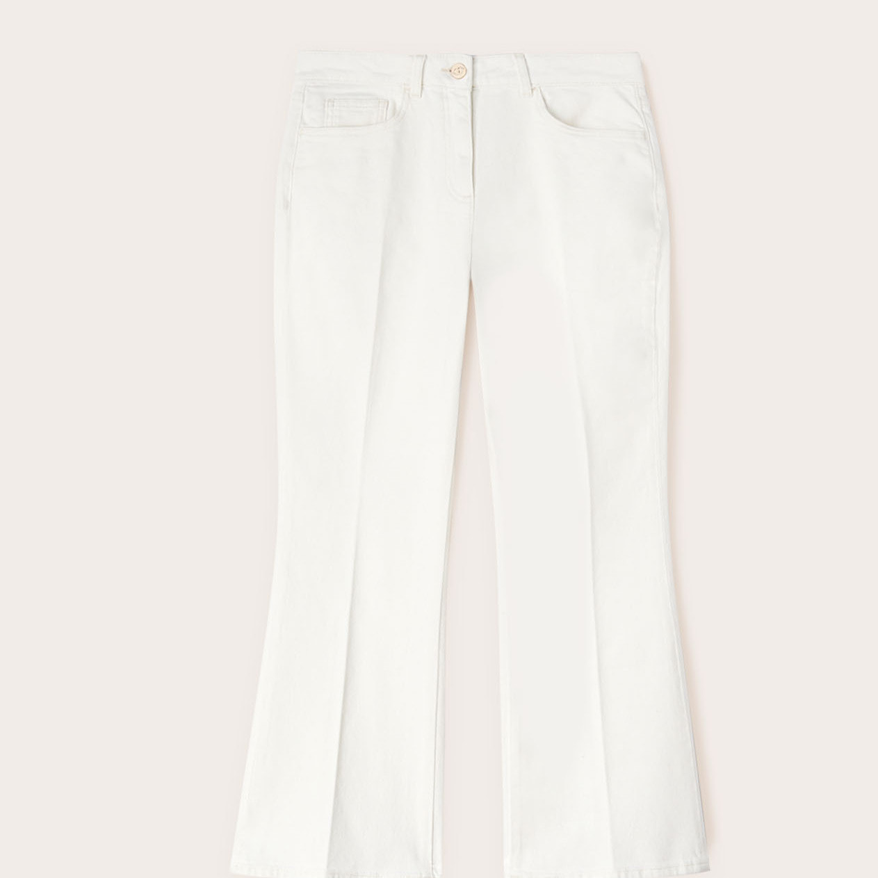 Motivi - Pantaloni kick flare in drill di cotone - Bianco