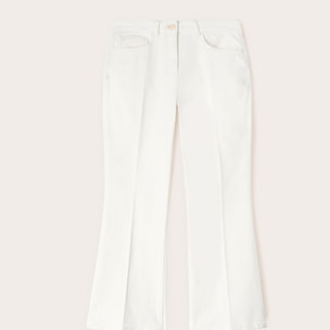 Motivi - Pantaloni kick flare in drill di cotone - Bianco
