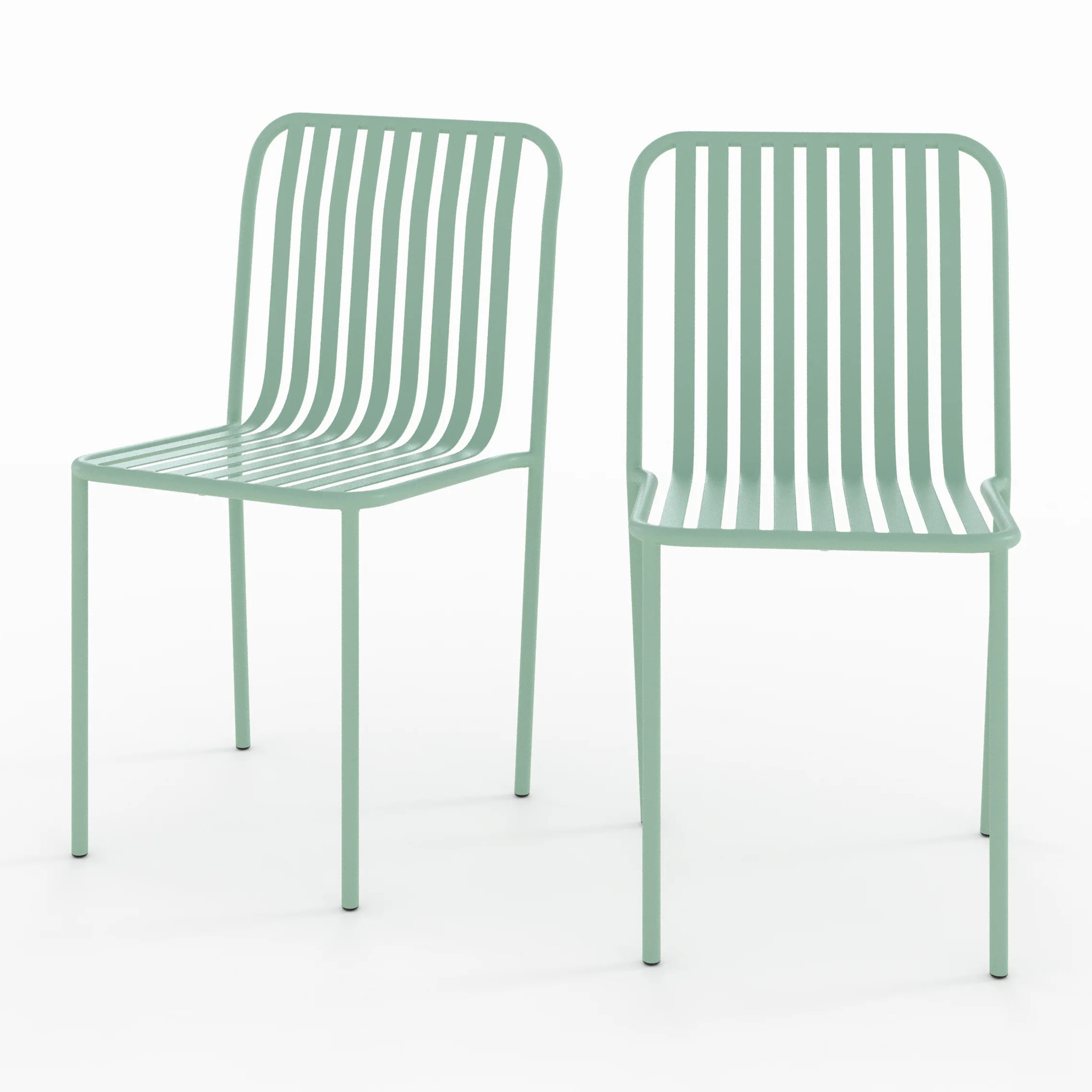 Lot de 2 chaises de jardin en métal vert clair - Yumi