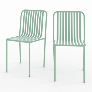 Lot de 2 chaises de jardin en métal vert clair - Yumi
