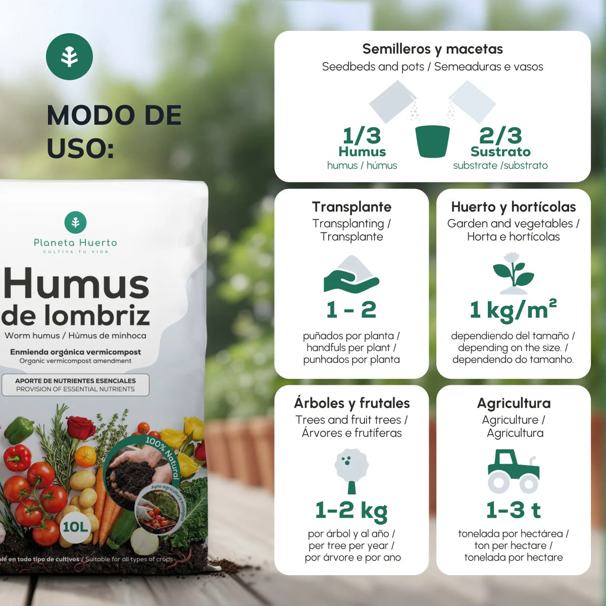 Pack 2x Humus de Lombriz 100% Natural Planeta Huerto 42 L