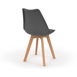 Chaises Nordia gris foncé pieds bois - lot de 4