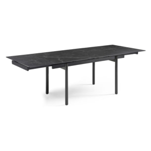 Table extensible céramique noir marbré 180/260cm - 8 piètements - UNIK