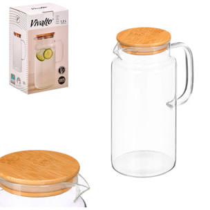 Giara rotonda in borosilicato con coperchio in bamboo 1,2L