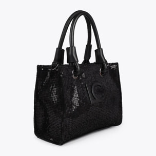 Mini Shopper con Logo di Paillettes