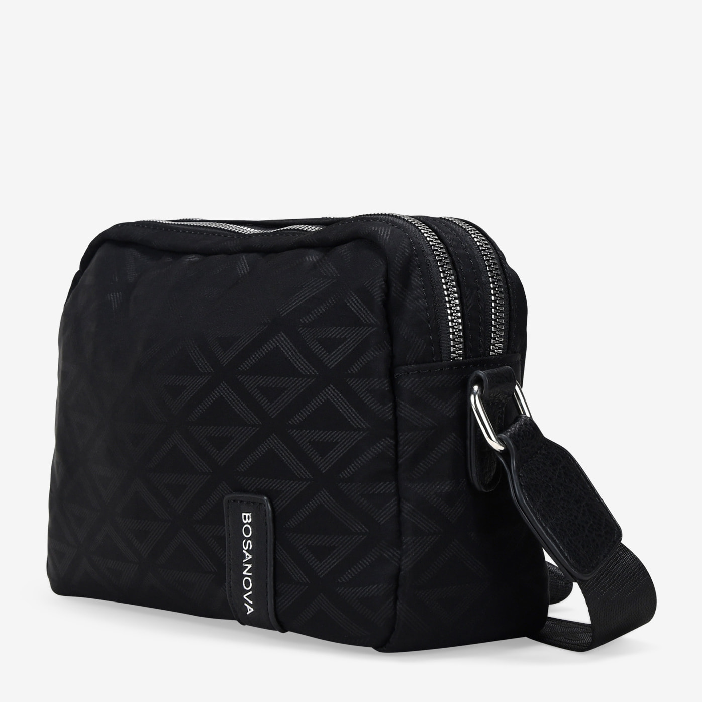 Bolso bandolera negro con doble cremallera