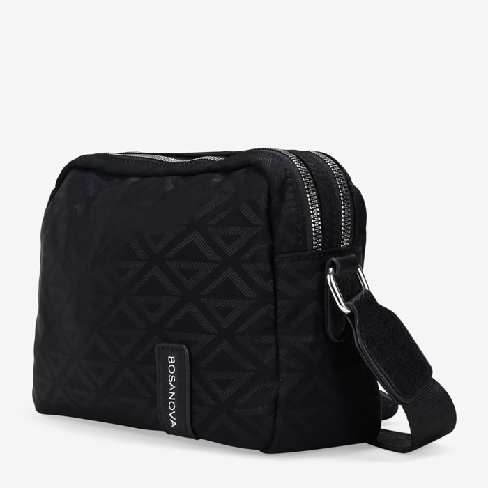 Bolso bandolera negro con doble cremallera