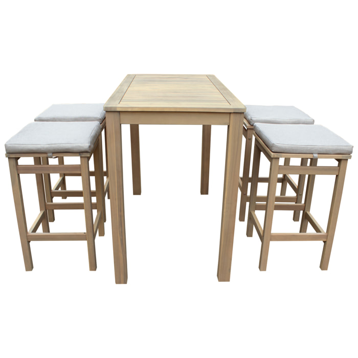 Mange debout ARUBA en acacia massif 4 places - coussins sable