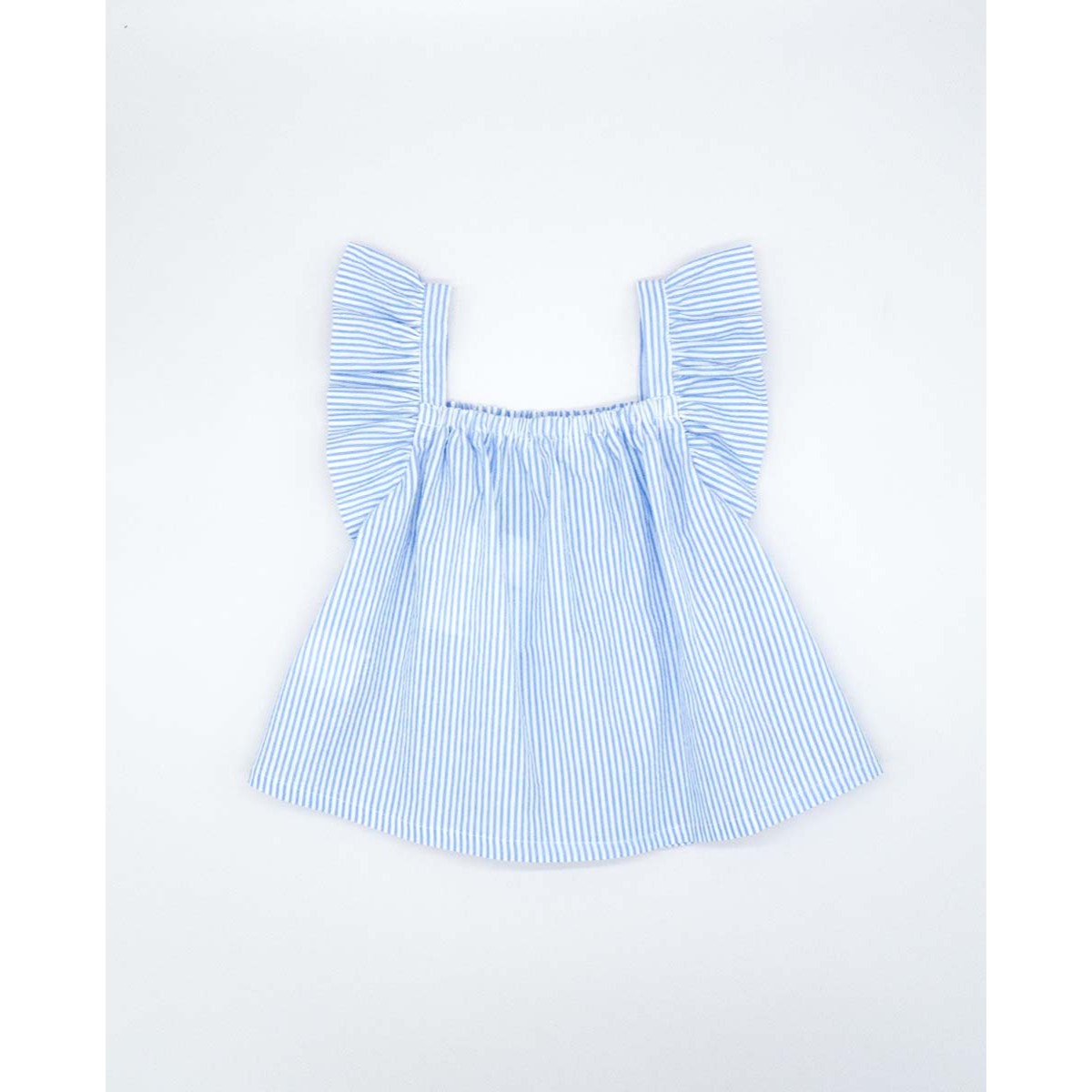 BLUSA CON GOMITAS RAYAS AZUL Y BLANCO